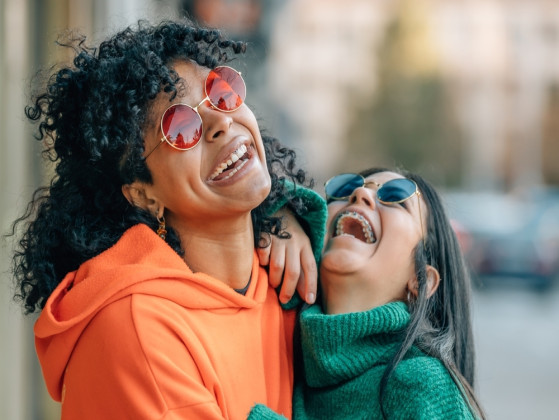You make friends laugh by…