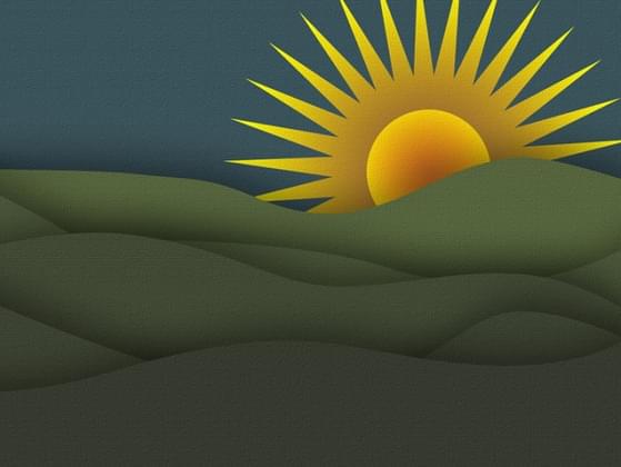 In this picture the sun is...